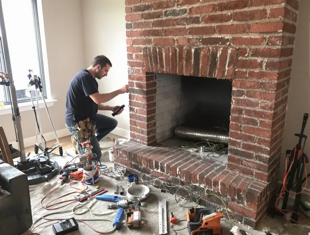Hartford Chimney Sweep specialist finalizing chimney liner service in Hartford, CT
