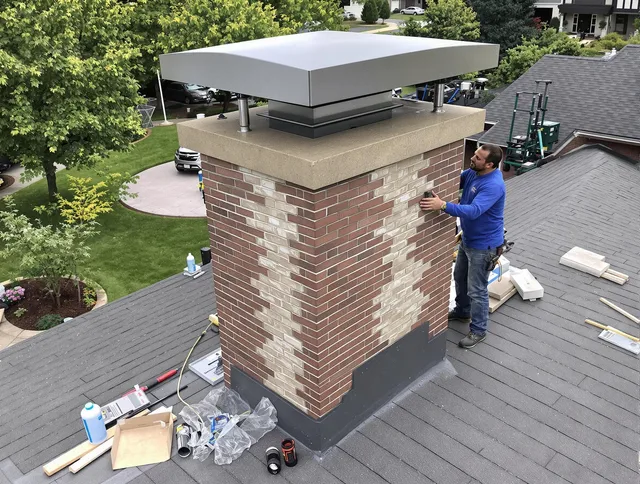 Hartford Chimney Sweep team working on a custom chimney remodel in Hartford, CT