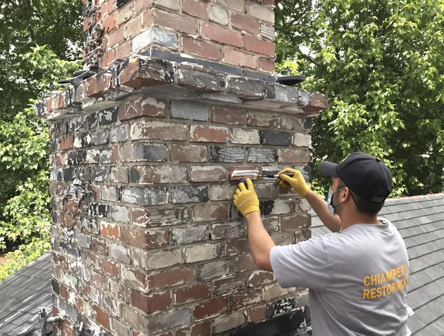 In-progress chimney restoration by Hartford Chimney Sweep in Hartford, CT