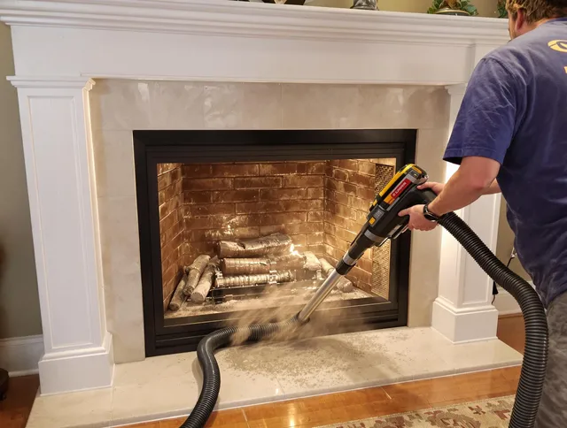 Fireplace cleaning performed by Hartford Chimney Sweep in Hartford, CT